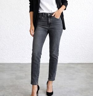 AG Adriano  Ex-Boyfriend Slim Jeans Gray Size 26R High Rise Stretch Denim